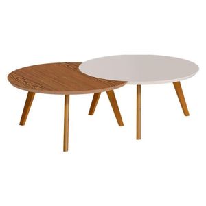 Kit Mesa De Centro Luna Off White Freijó - Imcal