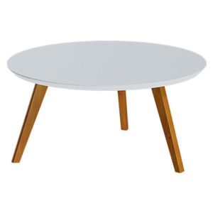 Mesa De Centro Classic Redonda Branco Acetinado - Imcal