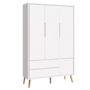 Guarda Roupa Infantil Theo 3 Portas Branco Acetinado Com Pés Madeira Natural - Reller