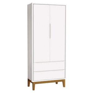 Guarda Roupa Infantil New Classic 2 Portas Branco Com Pés Madeira - Reller