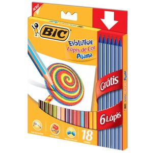 Lápis De Cor Evolution Pijama 18 Cores + 6 Lápis Pretos Bic