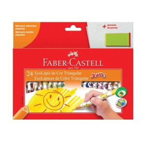 Lápis De Cor Jumbo Triangular 24 Cores + 1 Apontador Faber-castell