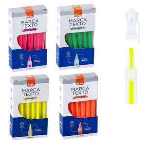 4 Caixas Marca Texto Fluorescente Transparente 4 Cores 12 Unidades Brw