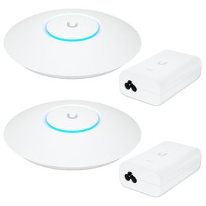 2 Roteadores Wi-fi 6 Access Point 3.0 Gbps + 2 Injetores Poe+ | 2 U6+ Ubiquiti Com 2 Fontes 48v 30w