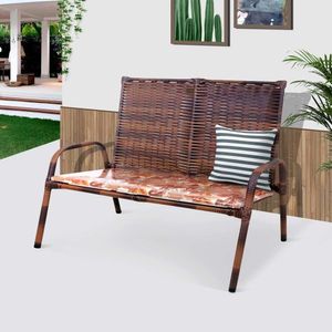 Namoradeira De Junco 2 Lugares Almofadado Para Varanda E Jardim