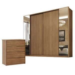 Cômoda átria E Guarda Roupa Casal Laredo Amêndola Touch Nude Prime Flex - Demartez