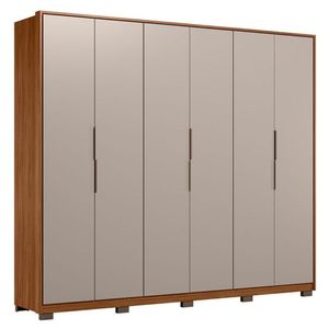 Guarda Roupa Casal Atrice 6 Portas Nogueira Nude Prime Tx Com Pés Demóbile - Demartêz