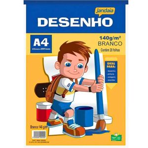 Bloco De Papel Desenho 140g-m 20 Folhas Jandaia A4 (210 X 297mm)