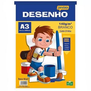 Bloco De Papel Desenho 140g-m 20 Folhas Jandaia A3 (297 X 420mm)