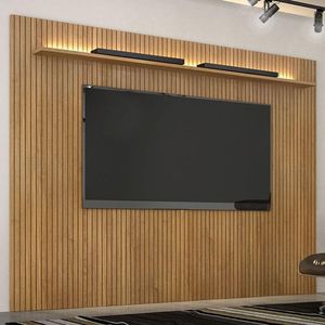 Painel Para Tv Suspenso Frisado Ambiente Curitiba 2240 Cinamomo Off White Com Led - Valdemóveis