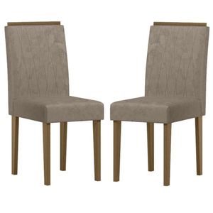 Cadeira Para Mesa De Jantar Ana Kit 2 Peças Imbuia Camursa Marrom - New Ceval