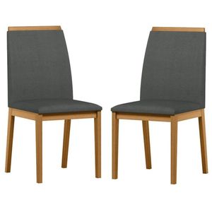 Cadeira Para Mesa De Jantar Fernanda Kit 2 Peças Ype Linho Cinza Escuro - New Ceval