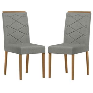 Cadeira Para Mesa De Jantar Caroline Kit 2 Peças Ype Linho Cinza Claro - New Ceval