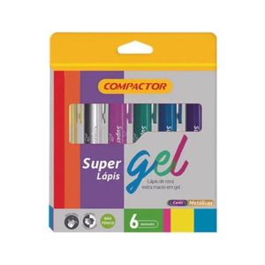 Super Lápis De Cera Em Gel Com 6 Cores Metálicas