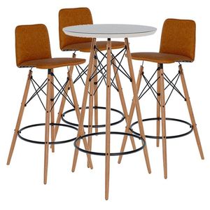 Mesa Bistrô Com Banqueta Kit 3 Peças Ambiente Gourmet Off White Facto Marrom - Imcal