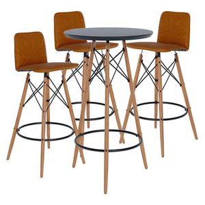 Mesa Bistrô Com Banqueta Kit 3 Peças Ambiente Gourmet Preto Facto Marrom - Imcal