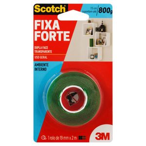 Fita Dupla Face 3m Scotch Fixa Forte Transparente 19mm X 2m