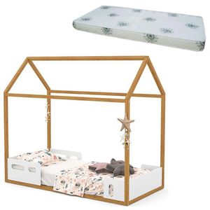 Cama Montessoriana Liv Branco Freijó Com Colchão - Matic