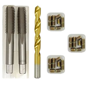 Rosca Postiça Bucha Roscada - M8 X 1,25 - M10 X 1,25 30 Pçs + Macho + Broca 8,7mm