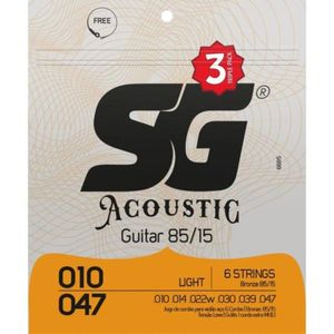 Encordoamentos Para Violão Aço .010 Bronze 85/15 Light Sg (kit C/ 3)