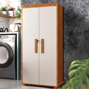 Armário Para Lavanderia 2 Portas Nature Off White Plaka Jm Móveis