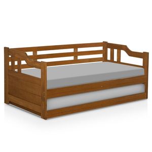 Sofá Cama Texas De Madeira Maciça Com Cama Auxiliar Castanho