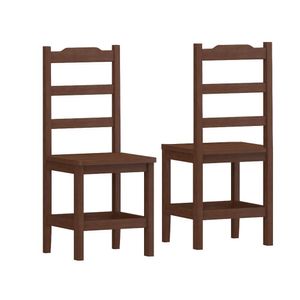 Kit Com 2 Cadeiras De Jantar Madeira Maciça Perola Castanho Nemargi