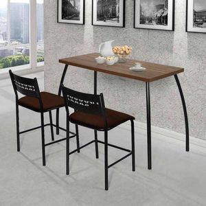 Mesa Bistro Com 02 Banquetas Fit Flora Marrom