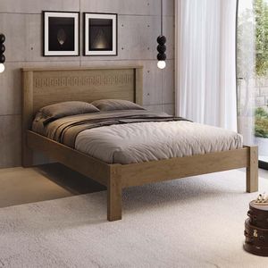 Cama De Casal 149x200 Com Cabeceira 100% Mdf Castanho Dubai Fênix