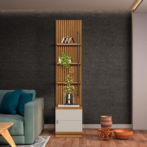 Estante Para Sala Ripada 3 Prateleiras Nature Off White Jm Móveis