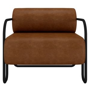 Poltrona Decorativa Para Sala Industrial Kira K04 Sintético Marrom - Mpozenato