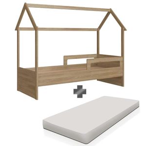 Cama Casinha Montessori Com Colchão Solteiro Aveiro Oak Sorriso Jm Móveis