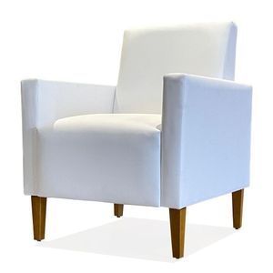Poltrona Para Sala Pés De Madeira Gabi Sintético Branco - Phoenix