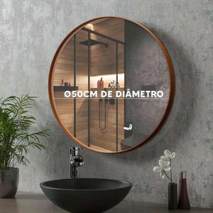 Espelho Redondo 50cm Com Moldura 4227 Luxo Jb Bechara