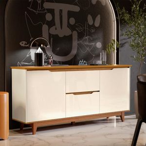 Buffet Para Sala De Jantar 2 Portas 2 Gavetas Off White Freijó Flex Flandres Jm Móveis