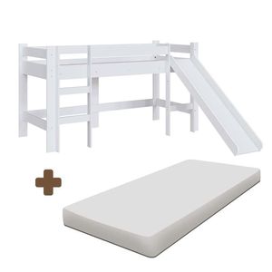 Cama Cabaninha Infantil Montessori Com Colchão E Escorregador Branco Baive Jm Móveis