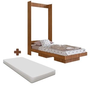 Cama Imbutida Na Parede Solteiro Nogal Com Colchão Vancouver Art In Móveis