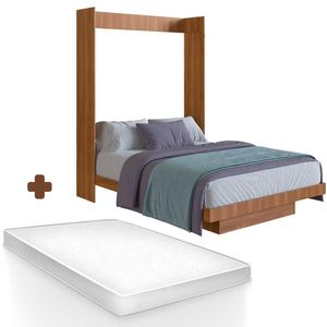 Cama Imbutida Na Parede Casal Nogal Com Colchão Vancouver Art In Móveis