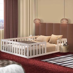 Cama Cercadinho De Chão Queen Size Branco Torse Jm Móveis