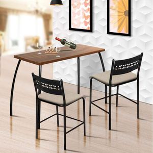 Conjunto Mesa E Cadeiras Fit Flora Assento Bege