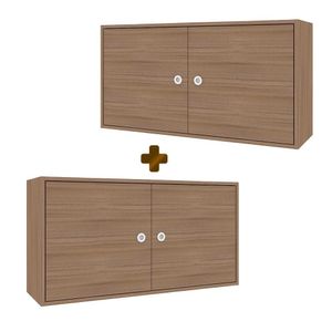 Conjunto 2 Armários Aéreos Para Dormitório 2 Portas Montana Sol Art In Móveis