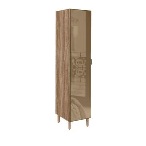 Armário Com Porta Em Vidro Reflecta Para Lavanderia Carvalho Rústico Maven Jm Móveis