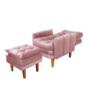 Cadeira Para Manicure Com Puff Veludo Rose Pandora Jm Móveis