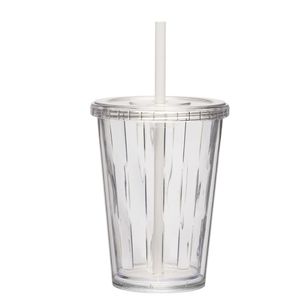 Jogo De Copos 02 Casal Duplo Multiuso 670ml Com Tampa Canudo Cor:transparente