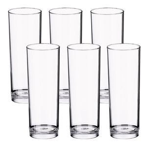 Jogo De Copos 6 Peças Long Drink Plástico Festas Eventos Top Cor:transparente
