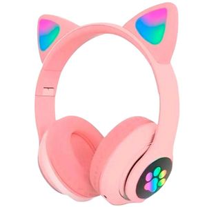 Fone Bluetooth Orelha De Gato Led Colorido (rosa)