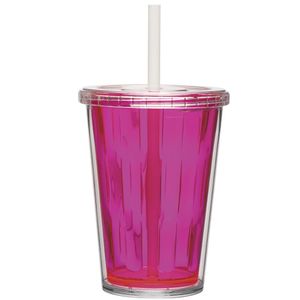 Copo Duplo Multiuso 670ml Com Tampa Canudo Liso Personalizar Cor:rosa