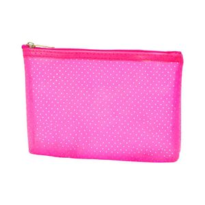 Combo 10 Necessaire Rosa Translúcida Com Zíper 20,5x14,5cm