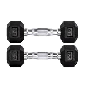 Par Halteres 2kg + 2kg Dumbbell Sextavado Emborrachado Pegada Cromada Gallant (GDb02F3B-PT)