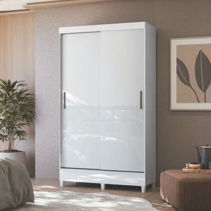 Guarda Roupa Solteiro Com Pés 2 Portas De Correr Branco New Branco